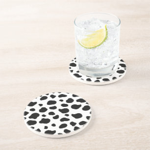 Cow Print, Cow Pattern, Cow Spots, Black And White Coaster