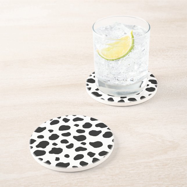Cow Print, Cow Pattern, Cow Spots, Black And White Coaster (Side)