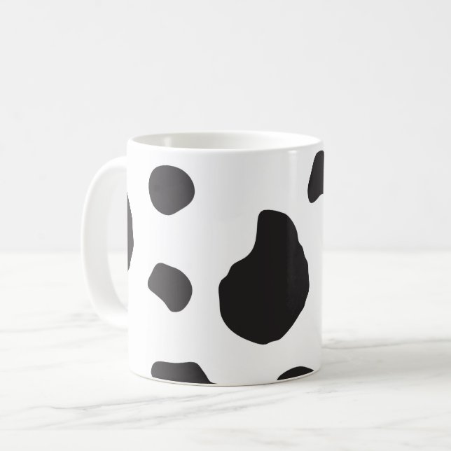Cow Print, Cow Pattern, Cow Spots, Black And White Coffee Mug (Front Left)