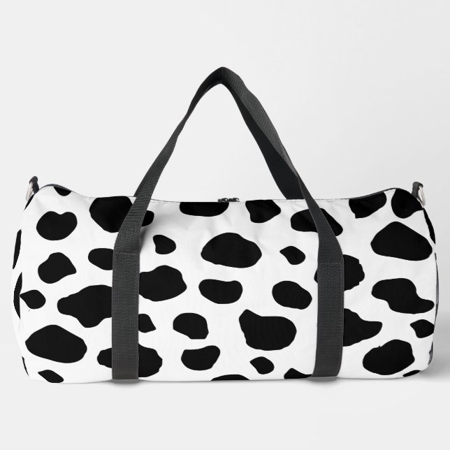 Cow Print, Cow Pattern, Cow Spots, Black And White Duffle Bag (Front)