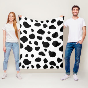Cow Print, Cow Pattern, Cow Spots, Black And White Fleece Blanket