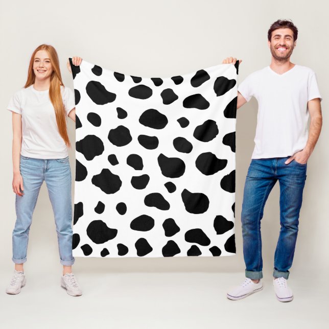 Cow Print, Cow Pattern, Cow Spots, Black And White Fleece Blanket (In Situ)