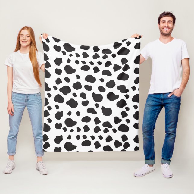 Cow Print, Cow Pattern, Cow Spots, Black And White Fleece Blanket (In Situ)