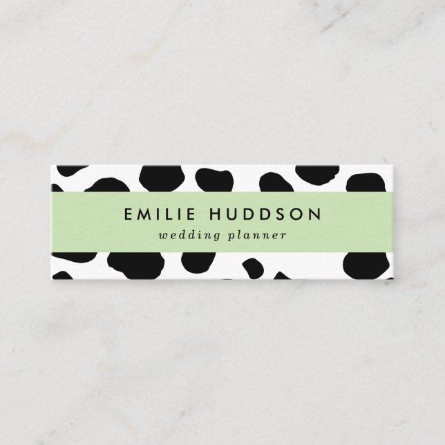 Cow Print, Cow Pattern, Cow Spots, Black And White Mini Business Card (Front)