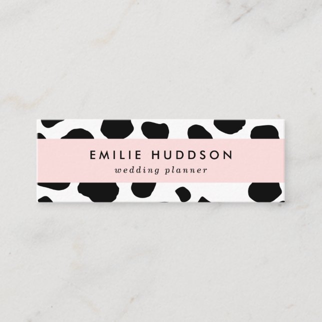 Cow Print, Cow Pattern, Cow Spots, Black And White Mini Business Card (Front)