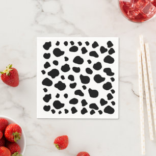 Cow Print, Cow Pattern, Cow Spots, Black And White Napkin