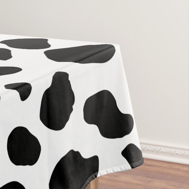 Cow Print, Cow Pattern, Cow Spots, Black And White Tablecloth (In Situ)