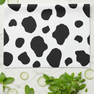 Cow Print, Cow Pattern, Cow Spots, Black And White Tea Towel