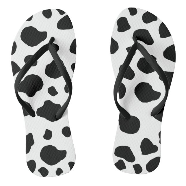 Cow Print, Cow Pattern, Cow Spots, Black And White Thongs (Footbed)