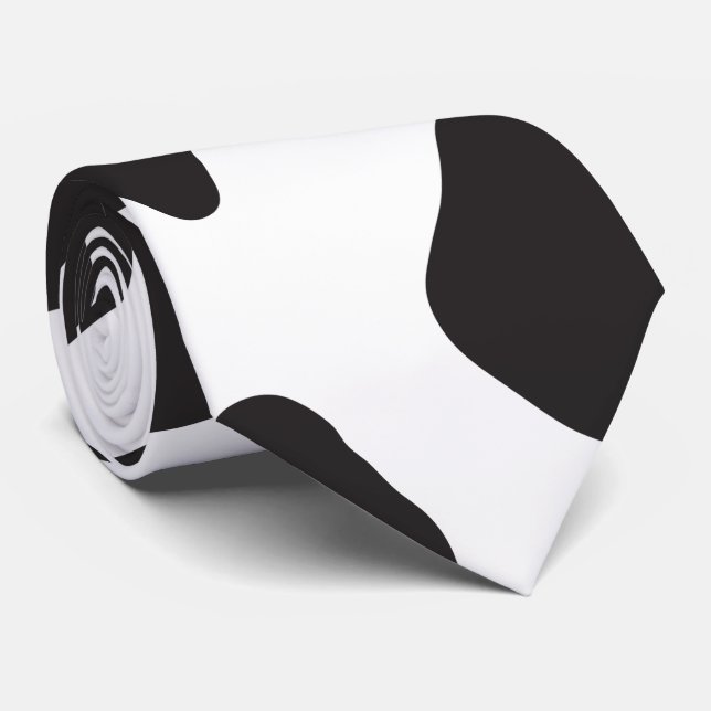 Cow Print, Cow Pattern, Cow Spots, Black And White Tie (Rolled)