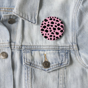 Cow Print, Cow Pattern, Cow Spots, Pink Cow 6 Cm Round Badge