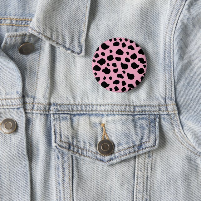 Cow Print, Cow Pattern, Cow Spots, Pink Cow 6 Cm Round Badge (In Situ)