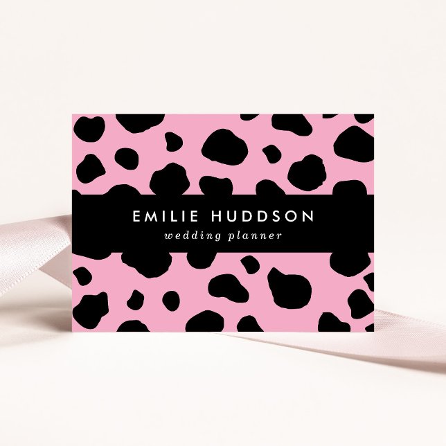 Cow Print, Cow Pattern, Cow Spots, Pink Cow Business Card (Creator Uploaded)