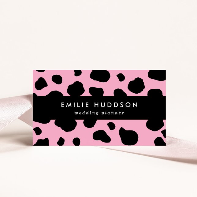 Cow Print, Cow Pattern, Cow Spots, Pink Cow Business Card (Creator Uploaded)
