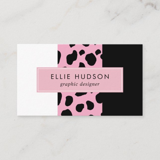 Cow Print, Cow Pattern, Cow Spots, Pink Cow Business Card (Front)