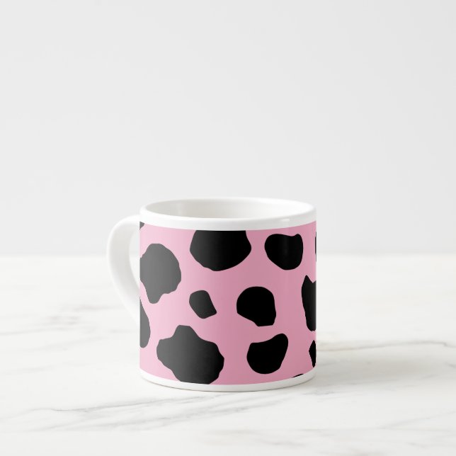 Cow Print, Cow Pattern, Cow Spots, Pink Cow Espresso Cup (Front Left)