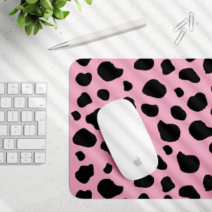 Cow Print, Cow Pattern, Cow Spots, Pink Cow Mouse Pad