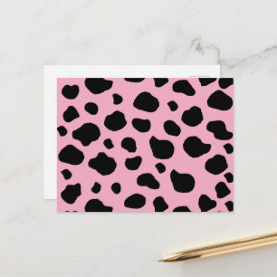 Cow Print, Cow Pattern, Cow Spots, Pink Cow Postcard