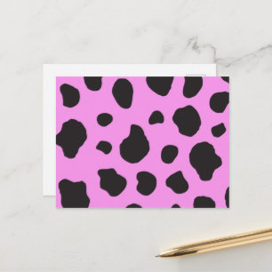 Cow Print, Cow Pattern, Cow Spots, Pink Cow Postcard