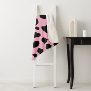 Cow Print, Cow Pattern, Cow Spots, Pink Cow Sherpa Blanket