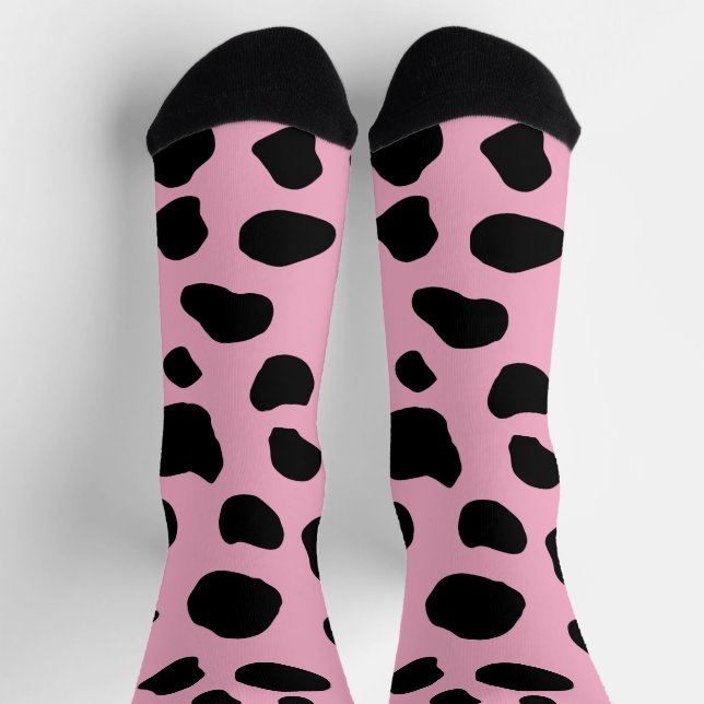 Cow Print, Cow Pattern, Cow Spots, Pink Cow Socks (Top)