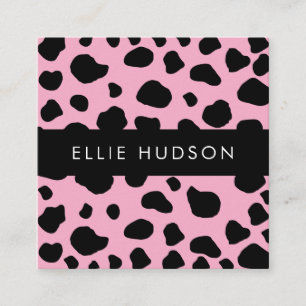 Cow Print, Cow Pattern, Cow Spots, Pink Cow Square Business Card