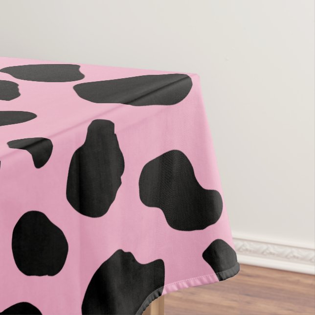 Cow Print, Cow Pattern, Cow Spots, Pink Cow Tablecloth (In Situ)