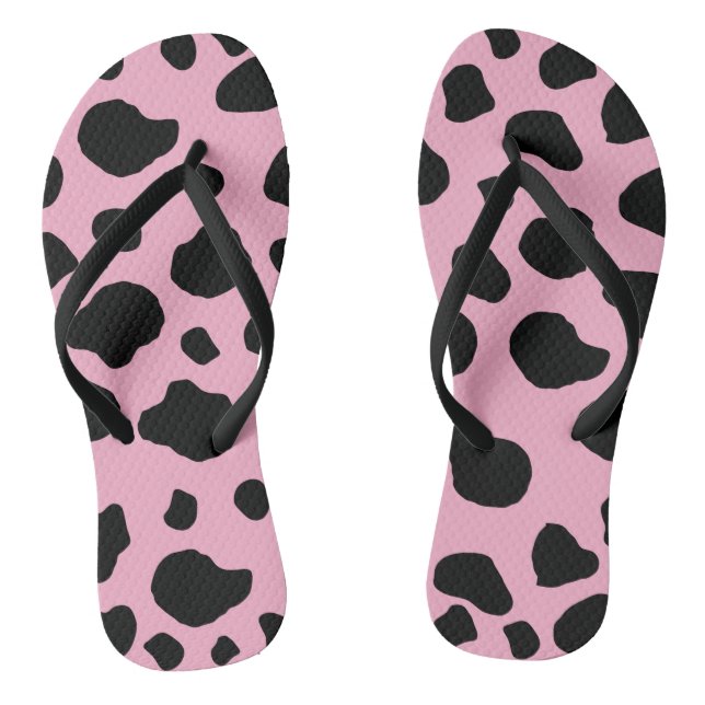 Cow Print, Cow Pattern, Cow Spots, Pink Cow Thongs (Footbed)