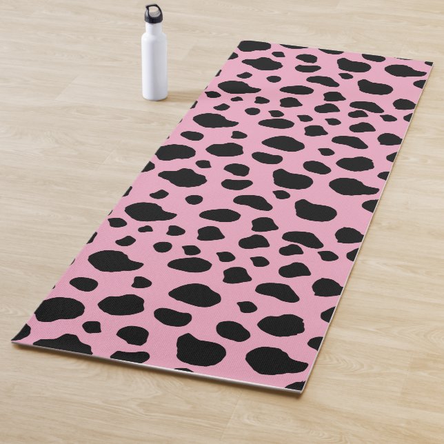 Cow Print, Cow Pattern, Cow Spots, Pink Cow Yoga Mat (In Situ)