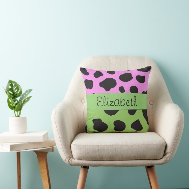 Cow Print, Cow Pattern, Cow Spots, Your Name Cushion (Chair)