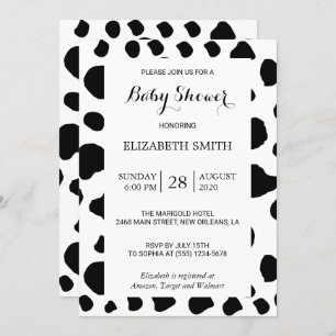Cow Print, Cow Spots, Black And White, Baby Shower Invitation