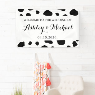 Cow Print, Cow Spots, Black And White, Wedding Banner