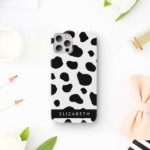 Cow Print, Cow Spots, Black And White, Your Name iPhone 12 Pro Case