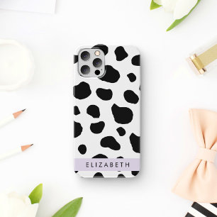 Cow Print, Cow Spots, Black And White, Your Name iPhone 12 Pro Case