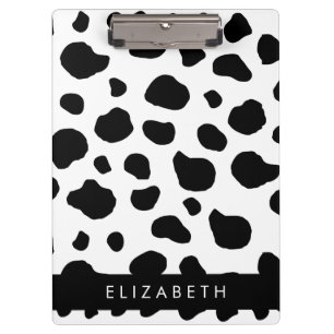 Cow Print, Cow Spots, Black And White, Your Name Clipboard