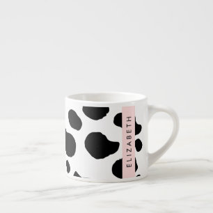 Cow Print, Cow Spots, Black And White, Your Name Espresso Cup