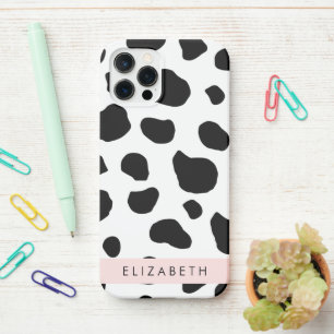 Cow Print, Cow Spots, Black And White, Your Name iPhone 12 Pro Case
