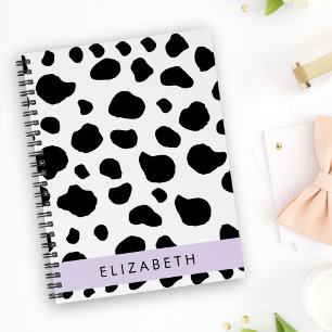 Cow Print, Cow Spots, Black And White, Your Name Notebook