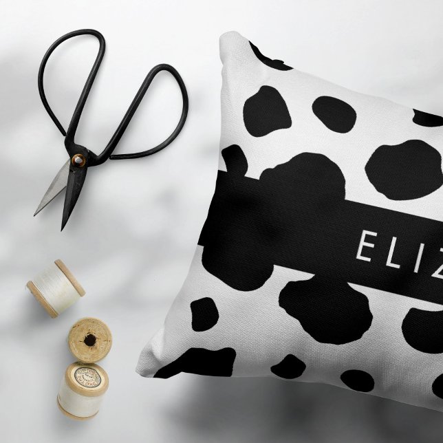 Cow Print, Cow Spots, Black And White, Your Name Pillowcase (Creator Uploaded)