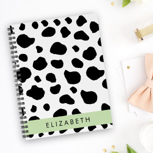 Cow Print, Cow Spots, Black And White, Your Name Planner