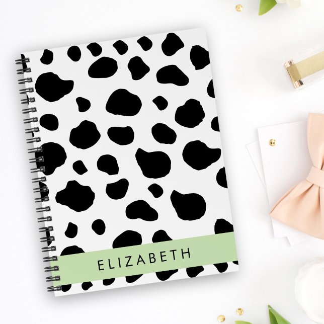 Cow Print, Cow Spots, Black And White, Your Name Planner (Creator Uploaded)