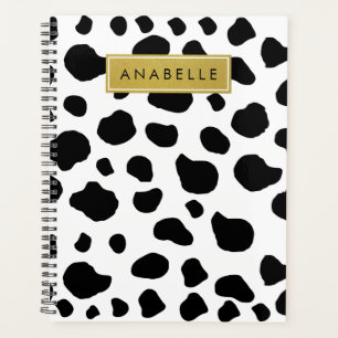 Cow Print, Cow Spots, Black And White, Your Name Planner