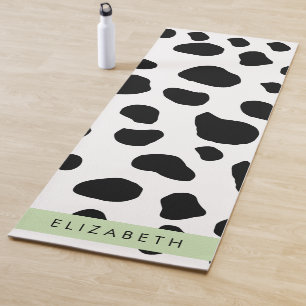 Cow Print, Cow Spots, Black And White, Your Name Yoga Mat