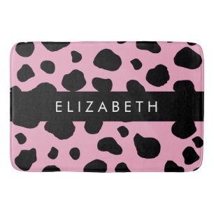 Cow Print, Cow Spots, Pink Cow, Your Name Bath Mat