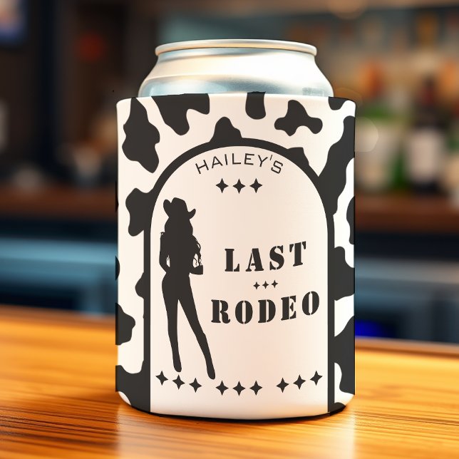 Cow Print Cowgirl Wedding Bachelorette Party Can Cooler (Creator Uploaded)