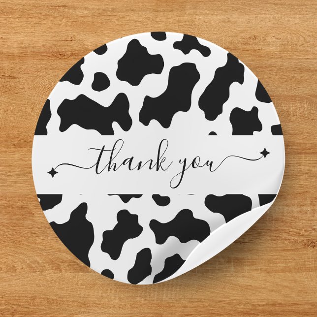 Cow Print Cowgirl Wedding Favour Thank You Classic Round Sticker (Cow Print Cowgirl Wedding Favor Thank You Classic Round Sticker
)
