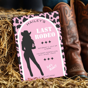 Cow Print Cowgirl Wedding Pink Bachelorette Party Invitation