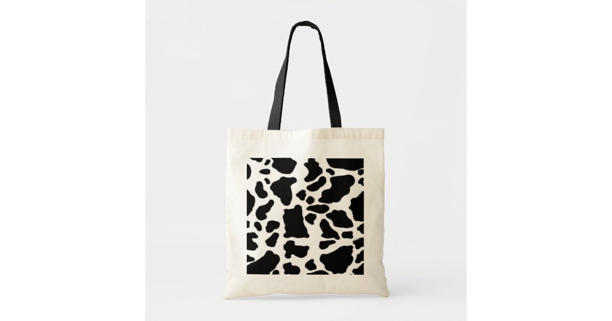 Cow print design, black and white tote bag | 0