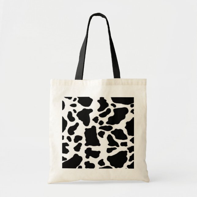 Cow print design, black and white tote bag (Front)