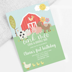 Cow Print Farm Animal Birthday Invitation